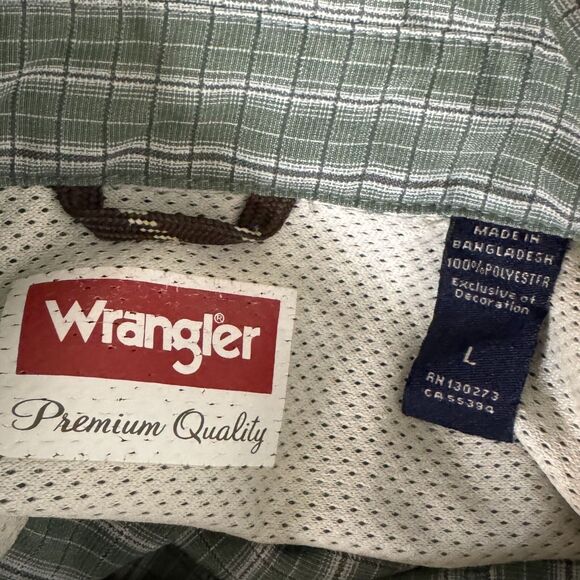 Wrangler Mens Button Front Shirt Top Plaid Green L - Picture 6 of 7
